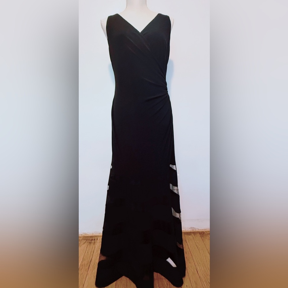 Lauren Ralph Lauren Black Asymmetrical Cut Out Maxi Dress in good conditions.